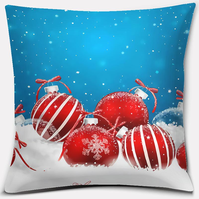 Blauer Weihnachtsstrauß Druckserie Muster Kissenbezug Quadratischer Kissenbezug Home Office Dekoration Kissenbezug