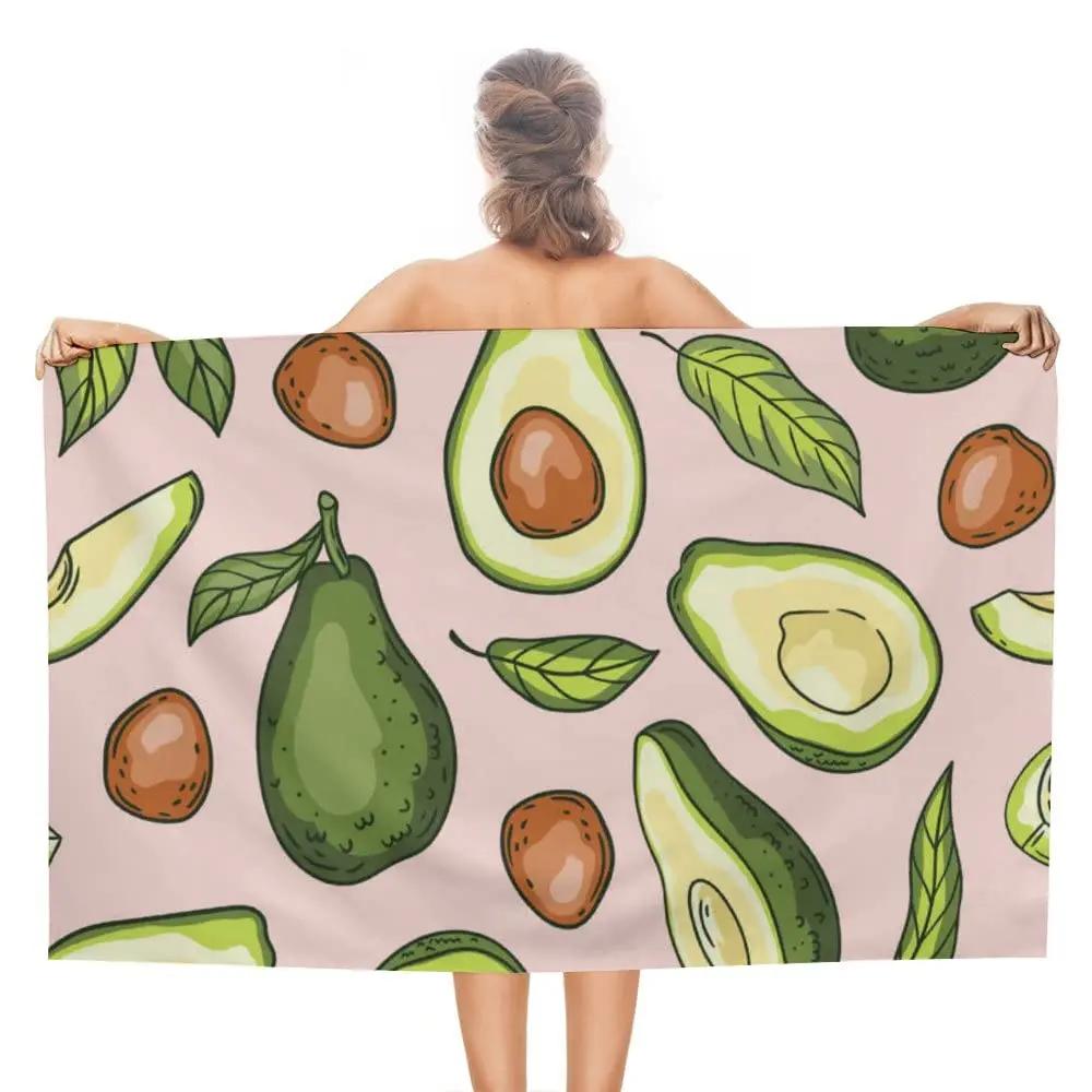 Funny Cartoon Avocados Print Beach Towel Quick Dry Sand Free Absorbent For Adults And Kids Pool Swimming Yoga Bathroom Towels