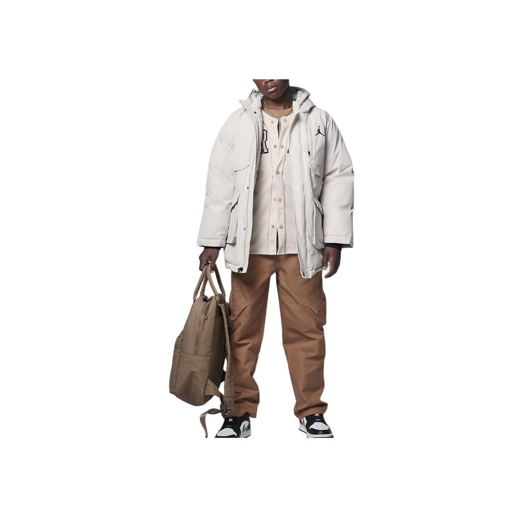 Jordan Mid-Length Hooded Comfortable Solid Color Jacket Kids Jackets Light-Brown HQ8268-271