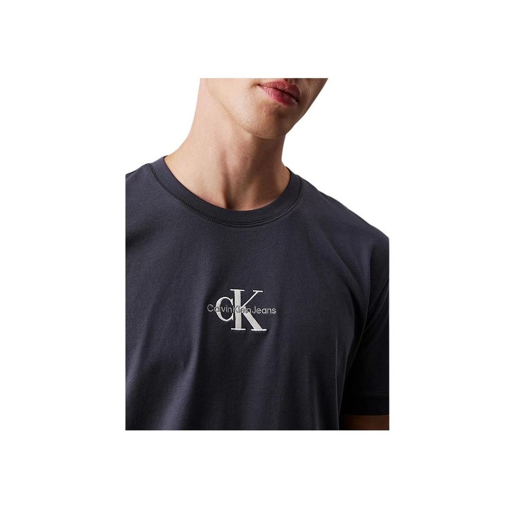 Calvin Klein Casual Comfortable Letter Embroidered Round Neck Short Sleeve T-Shirt Men Tops Slate-Gray J30J325649-BAN