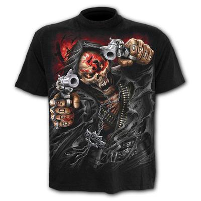 Double Gun Skull Men's T-shirt Punk Style 3D Shirt New O-neck T-shirt Summer Fashion Tops Boys Clothing Large Size Streetwear