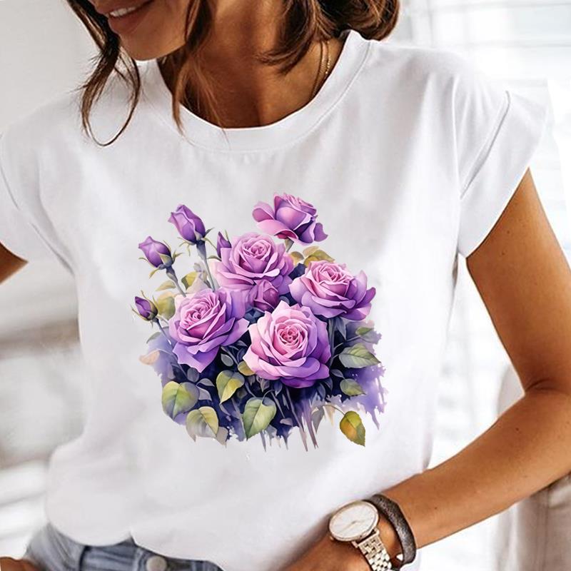 (Asian Size) watercolor butterfly trend  Lady Female Top Printed Clothing Casual T Shirt Fashion Graphic Short Sleeve T-shirts Women Tee