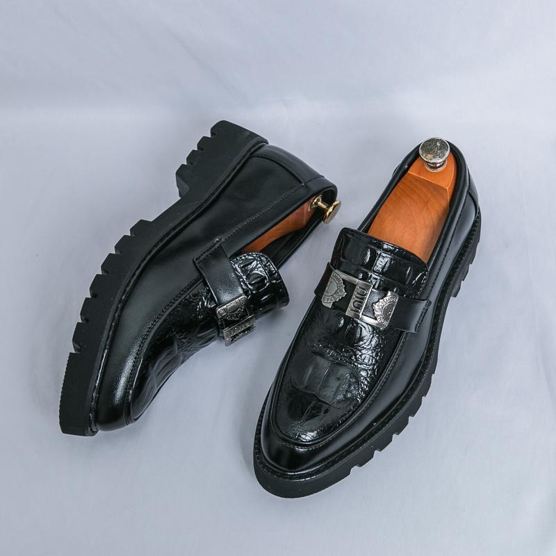 Fashion Loafers Men's Thick-soled Heightening British Style High-Level Business Casual Leather Shoes Slip-On Lazy Tassels