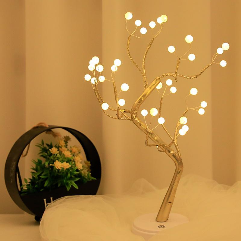 Touch Switch LED Tabletop Tree Light USB/ Battery Operated Warm White Artificial Bonsai Desktop Tree LED Lamp Decoration Light
