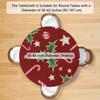 Round Fitted Tablecloth with Elastic Edge Xmas Candy Cane Gingerbread Holly Leaf Berry Round Tablecloth 36"-42" Polyester Waterproof Spill ProofTable