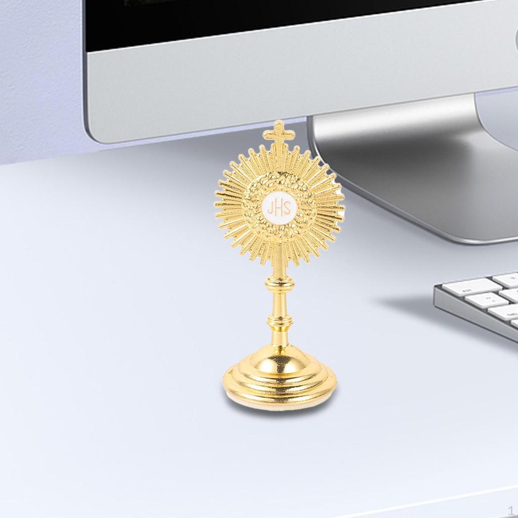 Standing Crucifix Car Ornament Catholic Figurine with Base Table Cross for Chapel Christian