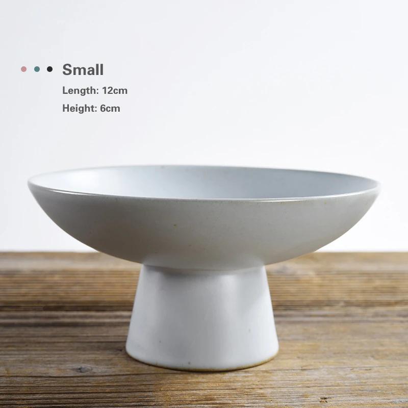 Living Room Household Snacks Tribute Plate Bowl Light Luxury Tea Table Blue and White Ceramic High Foot Tea Tray Fruit Plate