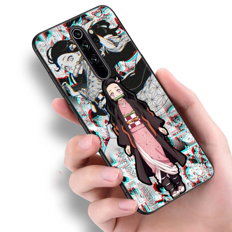 Anime Demon Slayer Nezuko Silicone Phone Case For Xiaomi Redmi Note 11 10 9 8 Pro 11T 10T 10S 9S 8T 9 9A 9C 9T Black Soft Cover