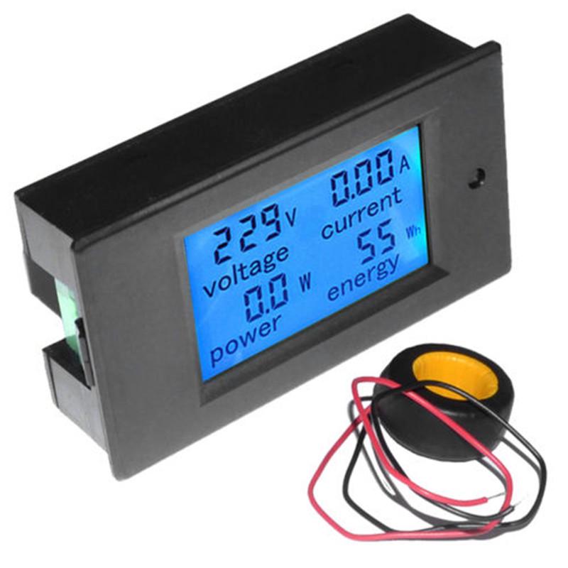 DC Battery 6.5-100V 4 in 1 20A LCD Voltage Current KWh Watt Power Combo Meter