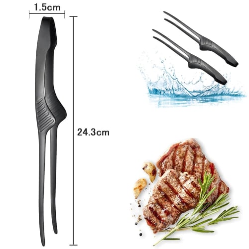 KALOLINNA Stainless Steel Grill Clips, Tongs for Yakiniku, Camping, and BBQs, Freestanding, Floating Tips, Lightweight and Convenient, Durable and Abr