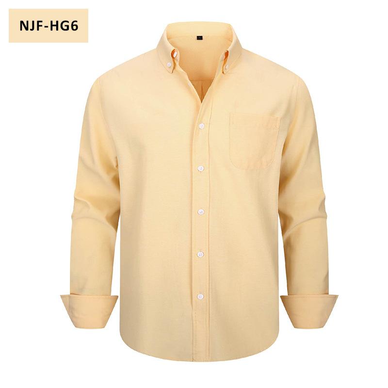 Men Long Sleeve Solid Color Casual Oxford Shirt Plus Size