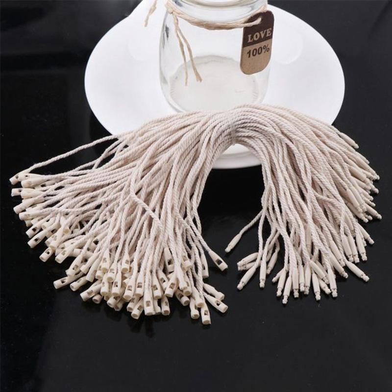 

100PC Hang Tag Cotton Rope Plastic Tag Loop Tie Крепеж Белый Черный String Snap Lock Pin