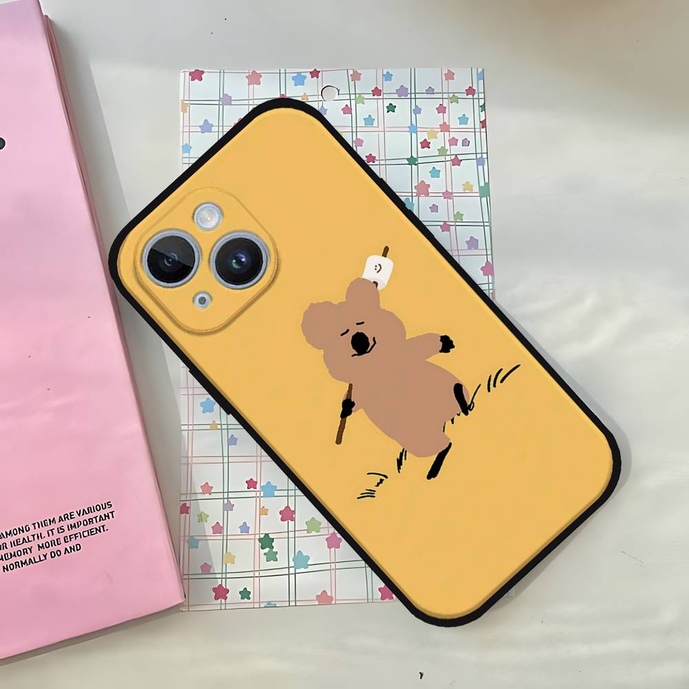 Cute Bear Black Phone Case That Fits For IPhone 17,16,15,11,13,14 Pro Max,Plus,X,Xr,Xs Max,13Mini