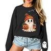 Unisex Lightweight Long Sleeve Neck Pullover Sweatshirt with Halloween Print