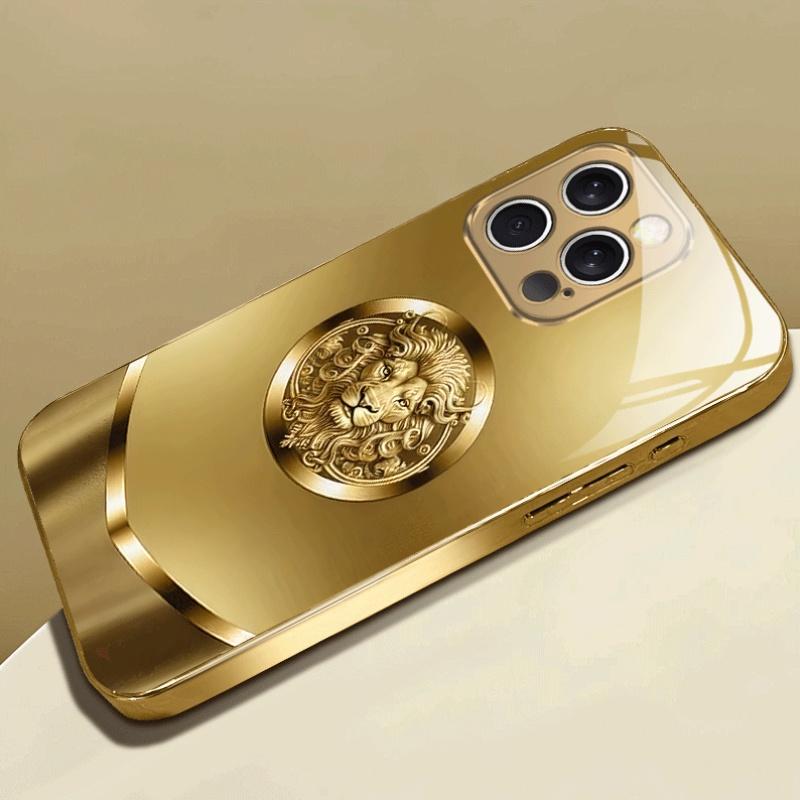 Tvrzené sklo na telefon s motivem vzoru odznaku Zlatého lva Vhodné pro iPhone 17 16 15 14 13 12 11 Pro/Max/Plus Odolné proti otiskům prstů