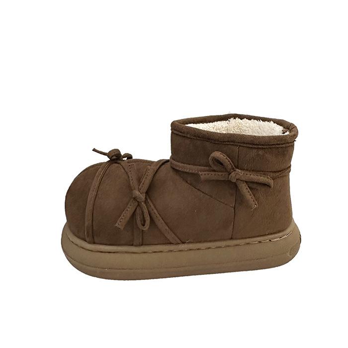 Bow Thick-soled Snow Boots for Women's 2025 Winter New Sheepskin Fur Integrated Non-slip Velvet Thickened Warm Short Boots