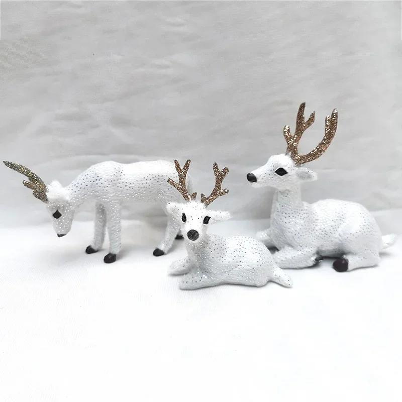 Small Deer Christmas Deer Ornaments Decoration Garden Miniatures Props New Year Xmas Elk Display Window Kids Gift