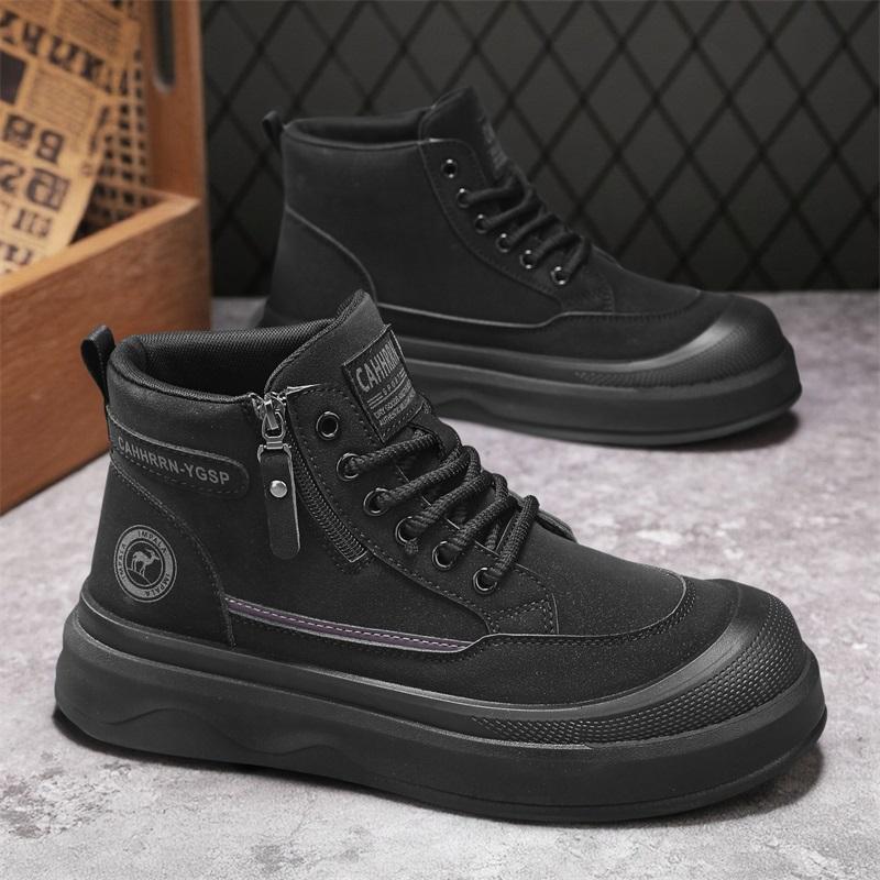 

2025 new high-top board shoes autumn and winter platform casual sports shoes retro leather tooling style men s shoes student 44