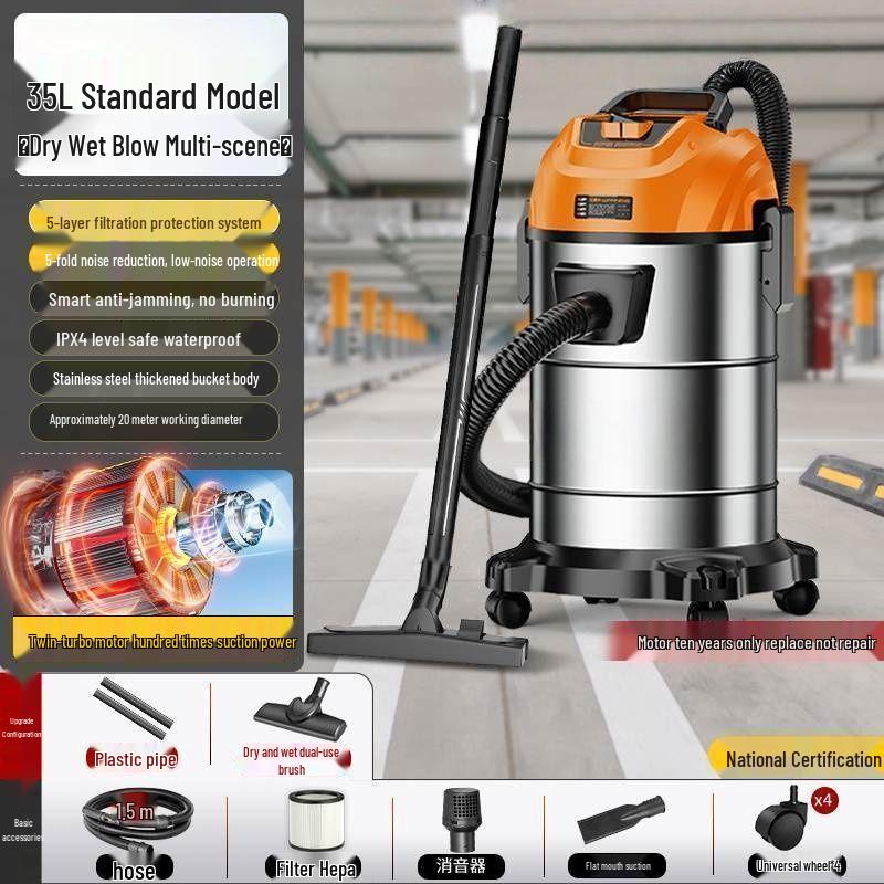 High Suction Power Vacuum Cleaner: Home & Industrial Use, Integrated Sweep & Mop, Dry/Wet Functionality