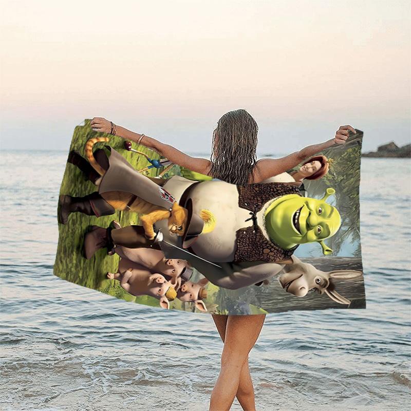 1pc Shrek1 Beach Towel, Beach and Seaside Swimming Pool Equipment, Fashion Pattern, Rectangular, Travel Essentials