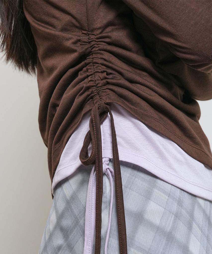GENERALIDEA Shirred Long Sleeve T-Shirt [Brown] / Gf2Lts517