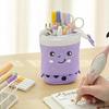 3 Pack Telescopic Pencil Pouch Bag Pop Up Pencil Case Stand Up Pen Holder Cute Polka Dot Canvas Pen Bag, Standing Stationery Case Holder for Students