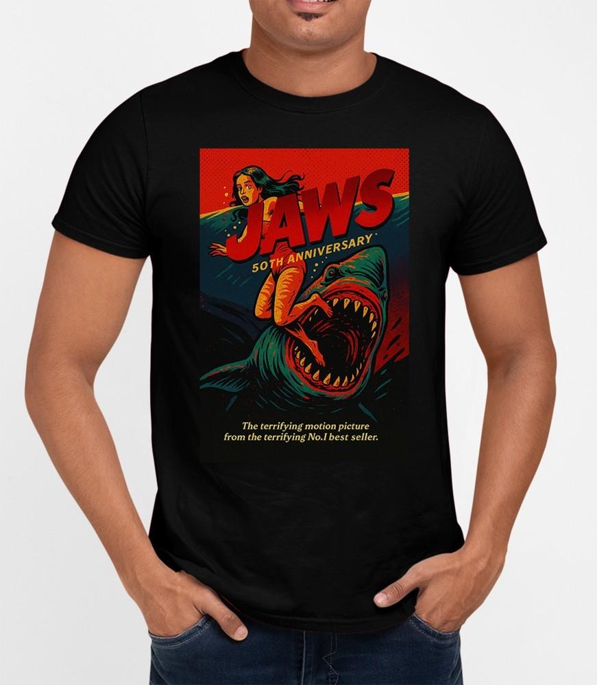 Jaws 70s Pin Up T-Shirt Cool Retro Movie Film Classic Tee Gift Xmas Unisex T-Shirt M