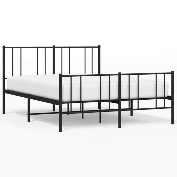 VidaXL Cadre de lit métal avec tête de lit-pied de lit noir 120x190 cm 352495