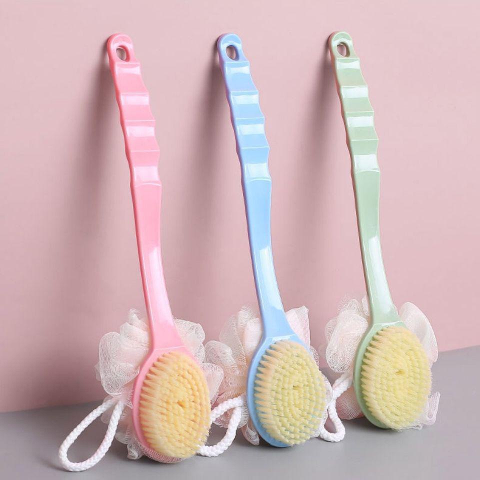 Dual-Sided Long Handle Bath Brush with Soft Bristles for Easy Back Scrubbing and Exfoliation
