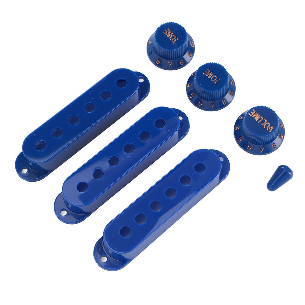 3 Pcs Single Coil Pickup Cover ABS Plastic SSS Pickup Cover with Tone Volume Knobs and Switch Tip for Electric Guitar