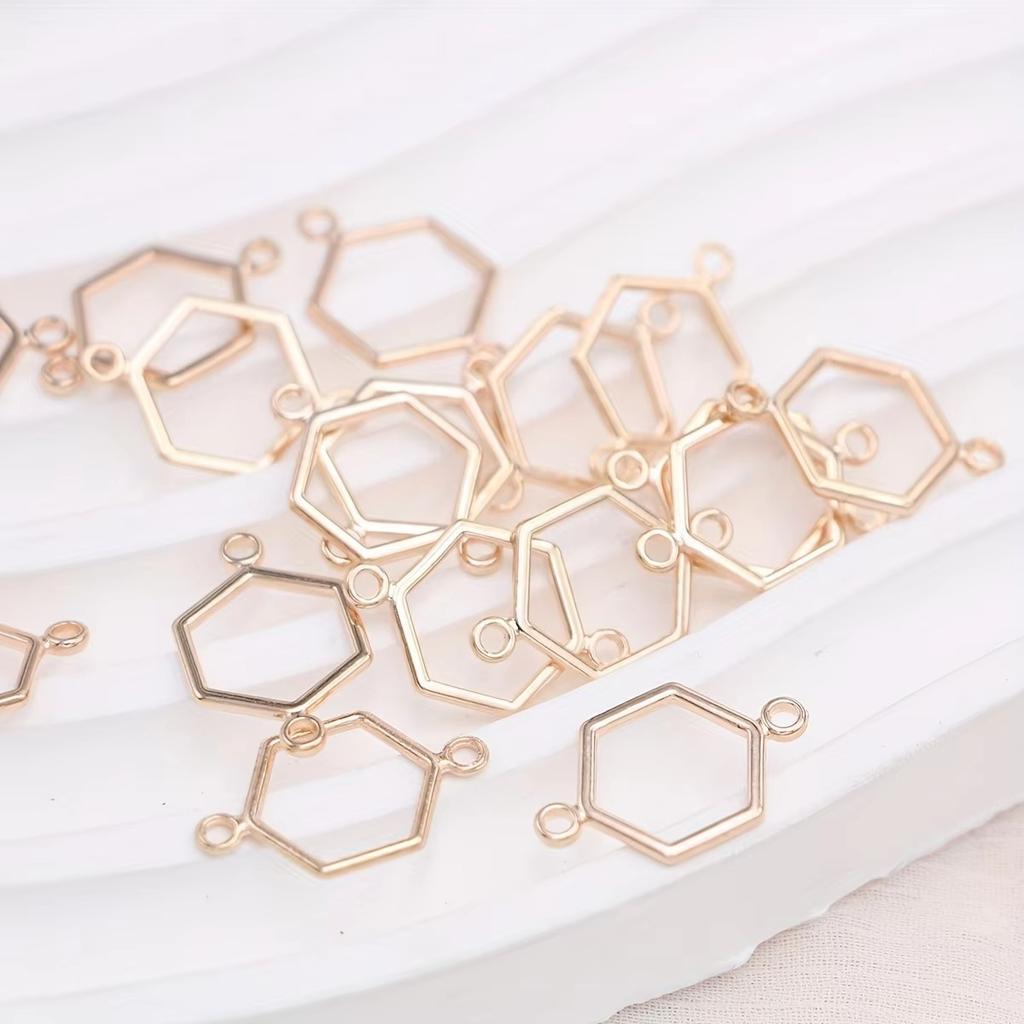 30Pcs Silver Plated Hexagon Charms Honeycomb Connectors For Jewelry Making Diy Bracelet Earrings Accessories