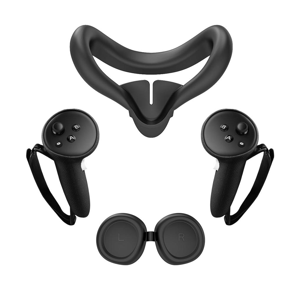 Anti Sweat Silicone Face Cover Lens Cover & Controllers Case Set For Meta Quest 3 VR Accessories Protection