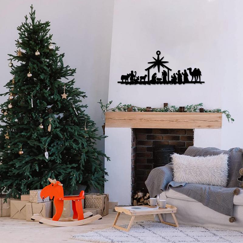 Christmas Nativity Scene Garden Wall Decoration Nativity Sets For Christmas Indoor Decor Rustic Metal Nativity Decoration