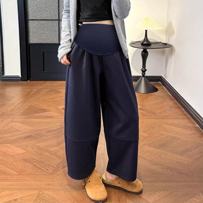 

2026 Spring Maternity Slimming Outerwear & Loose Belly Support Wide-Leg Harem Pants 2XL джинсовий синього кольору