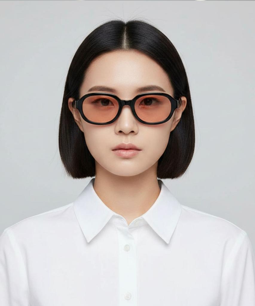 Peisyeon Black Oval Orange Lens Sunglasses 9017