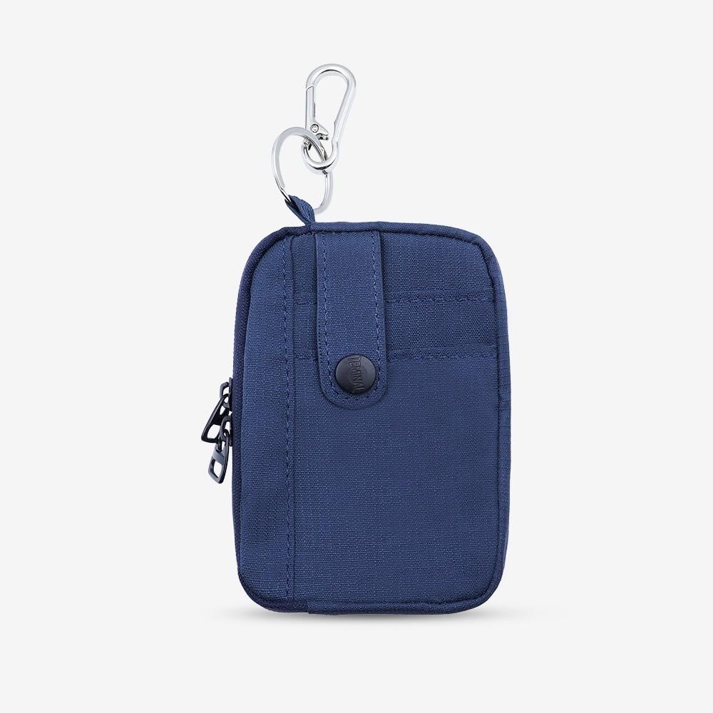 Portable Canvas Earphone Bag Square with Hanging Hook Mini Storage Bag Solid Color Ultralight Travel Coin Purse
