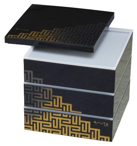 

MAKOTO Japan Three-Tiered Jubako (with Seal Lid) Konjiki 25M8-6