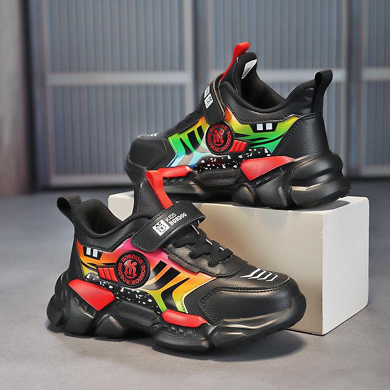 

Classmate 2025 autumn new colorful leather Velcro children s sports shoes children s non-slip running shoes 39