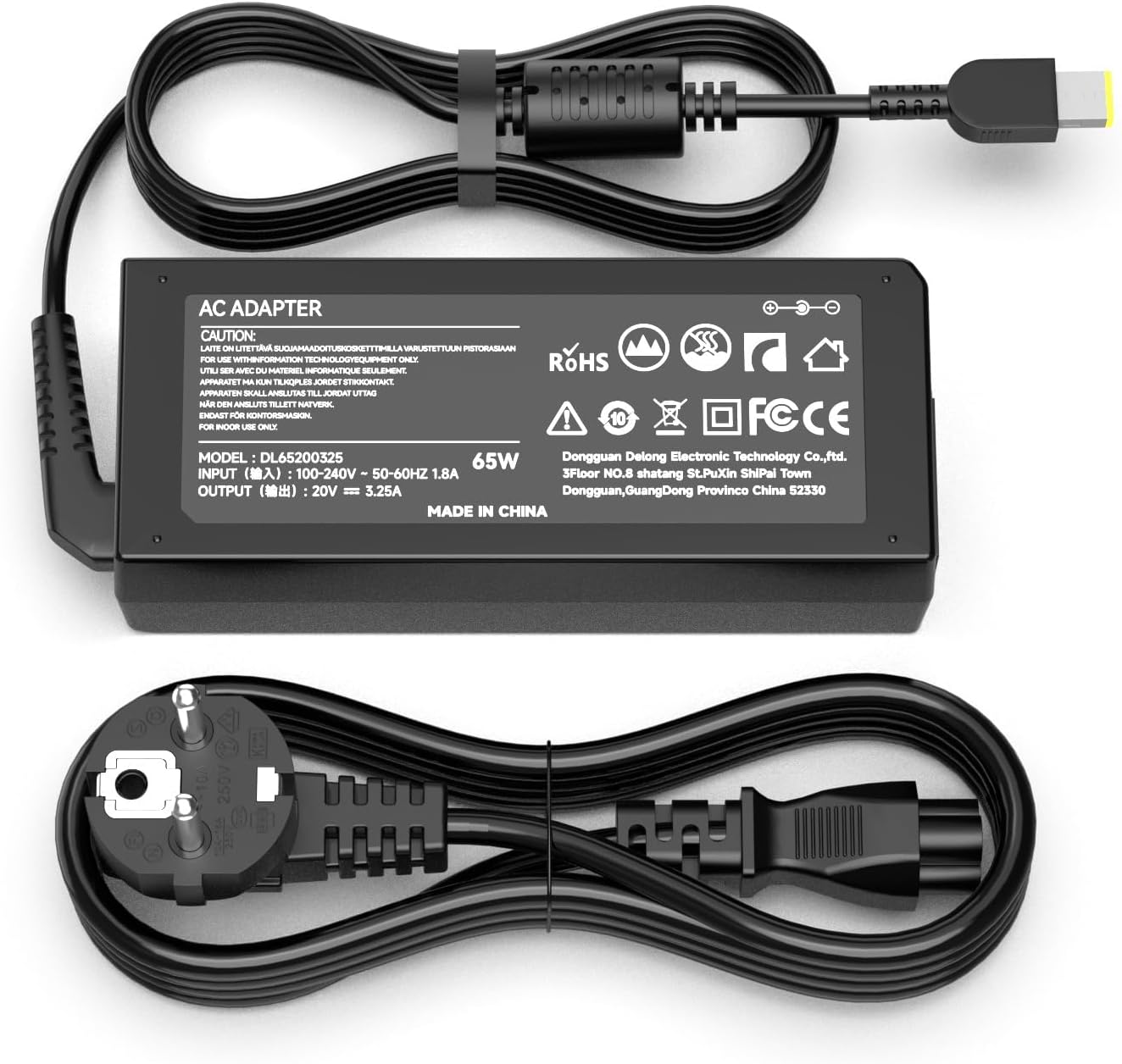 

65W Charger for Lenovo Thinkpad X1 Carbon T430 T440 T450 T460 T470 T560 T540P E550( Yellow Square USB Port)