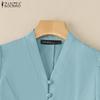 ZANZEA Blusa Casual de Verano para Mujer con Cuello en V, Manga Corta y Corte Slim
