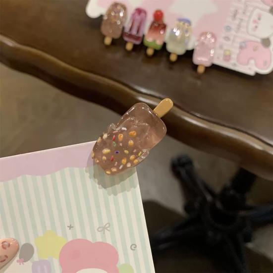 5Pcs Girl Hairpins Clear Gradient Color Simulated Popsicle Shape Transparent Hair Clips Anti-Slip Design Mini Lightweight Hair Pins