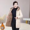 Mother's Mid-length Padded Jacket Winter Western Style Plus Velvet Thick Hooded Padded Jacket Fashion Middle-aged Jacket Padded Jacket