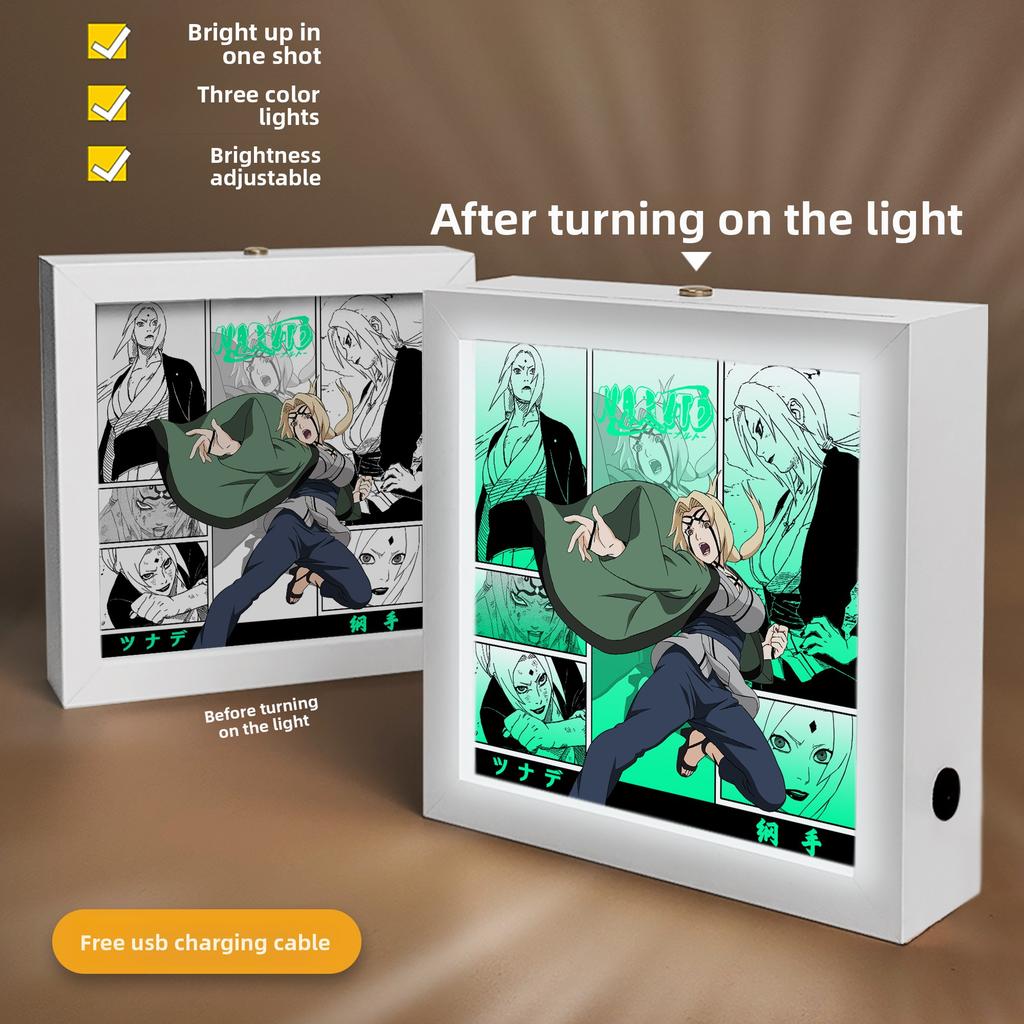 Anime Cartoon Photo Frame Anime Lamp LED Light Box Namikaze Minato Gaara Figure Room Decoration Three Color Lamp Anime Toy Gifts