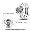 Copper Sun Moon Star Open Ring For Women Cz Inlaid Vintage Fidget Adjustable Celestial Fine Jewelry Gift
