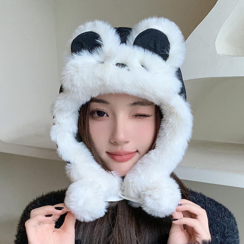 Cute Cartoon Warm Ear Protection Hat Face Enhancing Small Hat Windproof Hood for Girls