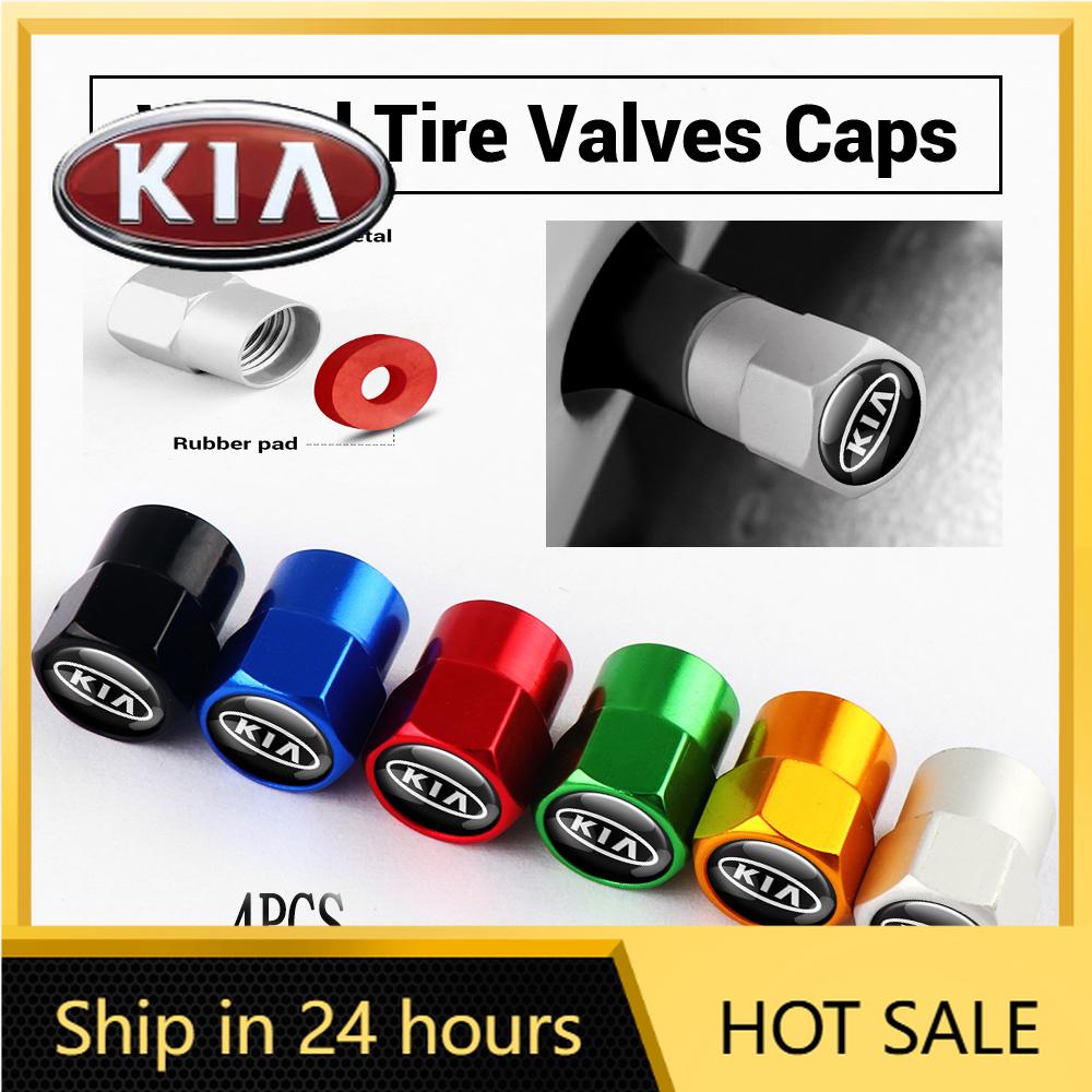 2026 Adesivo Auto Caldo 4 Pezzi Tappi Valvole Pneumatici Ruote Auto in Metallo Copertura Antipolvere Cerchione Pneumatico KIA Sportage Rio Sorento Soul Ceed Optima Forte K1
