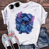 New Disney Women T-shirt Kawaii Lilo Stitch Print Tee Shirts Fashion Short Sleeve T Shirt Female Streetwear Y2k Clothes Top