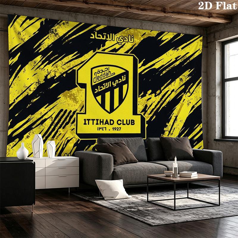 1ttihad Club Wall Tapestry Aesthetic Wall Hanging Printed Fabric Blanket Decorative Tapestries for Bedroom Living Room Home Decor