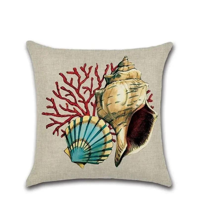 1PC Mermaid Sea Seahorse Octopus Print Pillowcase Ocean Organism Theme Pillowcase Living Room Sofa Cushion Cover Room 45x45cm