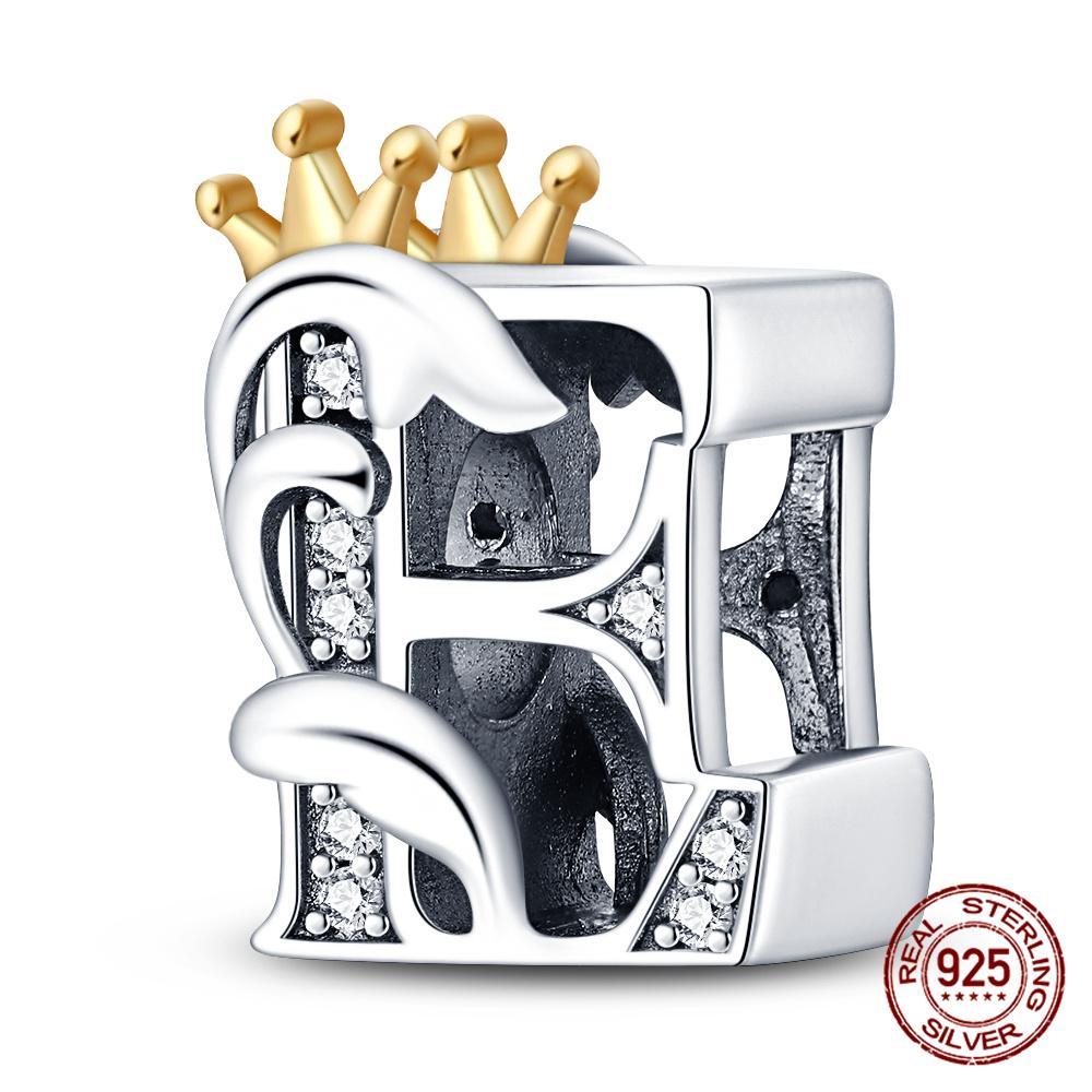 Classic Crown 26 Letters A-Z Copper Charms Fitoriginal Bracelets Diy Jewelry Making For Women Gift